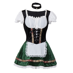 Abito Dirndl in Velluto per Donna, Ispirato <span class=keywords><strong>a</strong></span> <span class=keywords><strong>Film</strong></span> e Serie TV, Costume Bavarese Tedesco per Oktoberfest, Halloween, Feste in Maschera, Completi per Adulti - Product Image 3