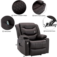 Fauteuil inclinable moderne pour adulte, grand modèle, avec assistance électrique, fonction massage, poches latérales extra larges en bois