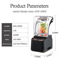 Professionele 2200 Watt Mixer Grinder Smoothie Vruchtensap Commercieel Voedsel Heavy Duty Keukenblender