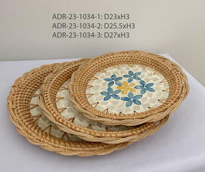 Nouveau Design Classique Vert Noir Soleil Design Rotin Naturel Nacre Panier de Service Alimentaire du Vietnam - Product Image 2