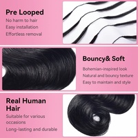 Extensions de cheveux humains pré-bouclées sans couture, couleur naturelle, cheveux vierges bruts, ondulations naturelles, vente en gros de cheveux à crocheter pour femmes