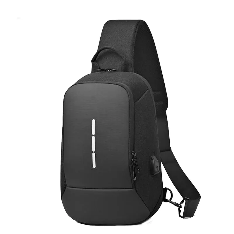Marksman Outdoor Travel Water Resistant Crossbody Sling Backpack Fashion Chest Bag with Headphone Hole
