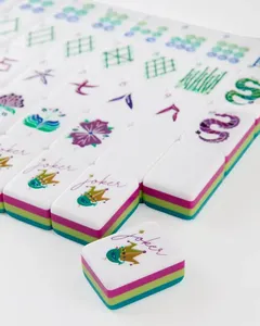 Set di Tessere Mahjong Americane in Acrilico a 4 Strati, Stile Lussuoso, Colore Teal e Rosa, Portatile, Design Trendy con Motivo a Pavone - Product Image 6