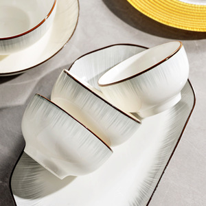 HighLooks Ceramic Bowls and Plates New Collection <b>Dinnerware</b> <b>Set</b> <b>for</b> Home Use-Rice, Noodle, and Soup Bowls-Perfect - Product Image 2