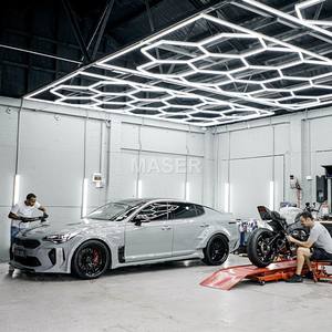 Lampe de travail en nid d'abeille 110V 220V LED Luces Hexagonales Para Techo pour atelier de réparation automobile <span class=keywords><strong>Garage</strong></span> 15 système de grille - Product Image 3