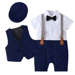 HANO-Ensemble de vêtements pour bébé de 3 à 6 mois, costume pour garçon, <span class=keywords><strong>robe</strong></span> de baptême blanche, tenues de fête, smoking pour baptême, tenue de gentleman - Product Image 2