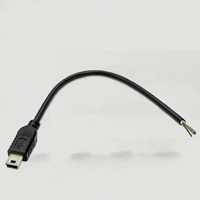 Câble USB 2.0 Mini Type B 5 broches D3950 de 1 m de long, mâle vers extrémité ouverte, pour appareil photo, scanner, MP3, MP4