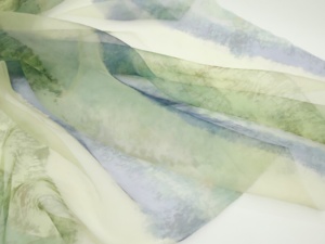 Phong cách sơn dầu, mềm mại và chảy rêu xanh + xanh tím pha trộn Sọc Ngang Vải Organza, sợi váy váy vải - Product Image 4