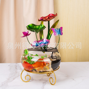 Fuente de Agua Decorativa con Mariposas Coloridas, Redonda, Eléctrica, de Escritorio, con Retroiluminación, para Decoración del Hogar u Oficina - Product Image 2