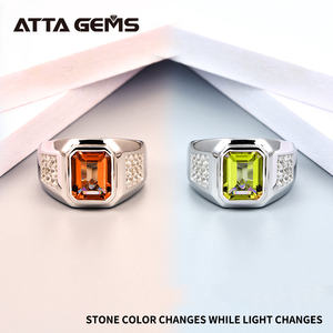 Турецкий диаспоры Косынка стерлингового серебра женское кольцо с крупными камнями изумрудная огранка создан диаспоры изменения цвета камень свадебные подарки на день рождения - Product Image 5