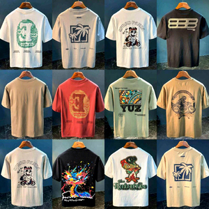 T-shirt da uomo a maniche corte con stampa di design di alta gamma in stile americano, nuova maglietta casual a vestibilità ampia. - Product Image 1