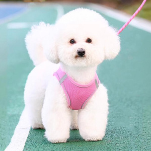 Harnais de style gilet pour petits chiens, sangle de poitrine respirante avec laisse pour chiots Bichon Frise Teddy Pomeranian - Product Image 2
