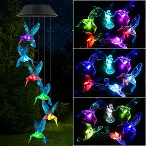 Led Solar Farbwechsel Wasserdichte Windspiele Nachtlicht Stern Mond Vogel hängen Garten Landschaft Dekoration Outdoor Ornamente