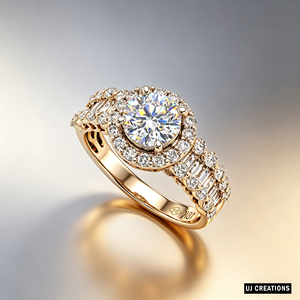 Bague de fiançailles et de fête en or massif 10K-18K avec logo personnalisé, zircon rond de 1,0 ct et diamant de laboratoire serti à griffes, certifiée IGI - Product Image 4