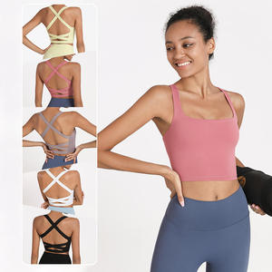 Sujetador Deportivo de Yoga para <span class=keywords><strong>Mujer</strong></span>, Transpirable, Sin Costuras, de Alta Sujeción, <span class=keywords><strong>El</strong></span>ástico en Cuatro Direcciones, de Secado Rápido, con Tirantes Ajustables y Almohadillas Extraíbles, para Actividades al Aire Libre - Product Image 1