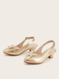 Nuovi Sandali con Tacco Alto per Bambine Primavera 2026, Scarpe da Principessa in Pelle PU con Strass e Fiocco per Matrimoni ed Eventi - Product Image 6