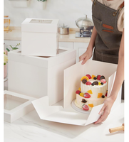 Boîte à Gâteau Haute avec Fenêtre et Socle en Carton Jetable, Idéale pour Gâteaux à Étages de Mariage ou Anniversaire