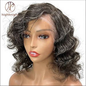 Stylish Salt Pepper Gray Remy Brazilian Lace Front Wig | Salon-Dyed for Lace Transparent Glueless <strong>Cap</strong> 13x4/13x6 Body <strong>Wave</strong> for - Product Image 4