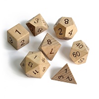 Lot de dés polyédriques en bois personnalisés, faits à la main, 7 pièces, pour D&D, avec sac en velours et boîte métallique
