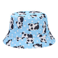 Lindo Sombrero de Pescador con Estampado de Panda de Puntos, Sombrero para el Sol con Estampado de Animal de Dibujos Animados en Azul Claro, Gorra Casual para Playa y Aire Libre para Mujeres, Hombres y Adolescentes