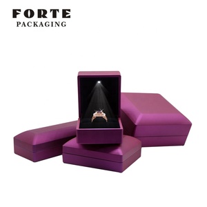 FORTE Luxury <b>LED</b> Jewelry Storage Package Black Lacquer Hot Stamping Custom <b>Light</b> Ring <b>Boxes</b> for Premium Jewellery Presentation - Product Image 5