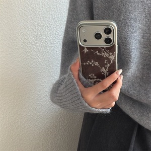 เคสเรซิ่นลายดอกพลัมขอบเงินชุบไฟฟ้า เหมาะสำหรับ iPhone 17/16, 15, 14 แบบเรียบ กันกระแทก - Product Image 5