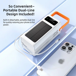 <span class=keywords><strong>Batterie</strong></span> <span class=keywords><strong>externe</strong></span> 50000mAh à charge rapide, chargeur <span class=keywords><strong>solaire</strong></span> portable, écran LED, étanche, avec câbles pour les voyages en plein air - Product Image 3