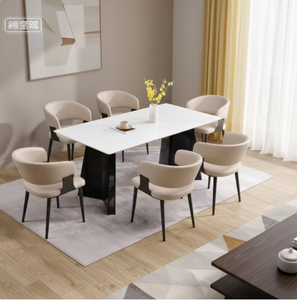Mesa <span class=keywords><strong>de</strong></span> Comedor Contemporánea <span class=keywords><strong>de</strong></span> Mármol Blanco Natural <span class=keywords><strong>de</strong></span> 90x180x76cm, con Patas <span class=keywords><strong>de</strong></span> Madera/Metal, Hecha <span class=keywords><strong>a</strong></span> Mano, Ecológica, para Uso en Hoteles y Hogares - Product Image 2