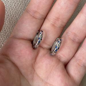 Pendientes de Plata de Ley S925 con Estrella de Cuatro Puntas Azul para Mujer, Estilo Religioso Versátil para Uso Diario, Diseño de Nicho Dulce y Moderno - Product Image 3