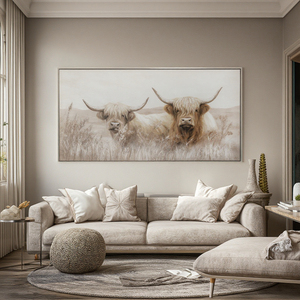 Großhandel Home Decor gerahmte Leinwand Kunst Highland Kuh Gemälde Poster Bild hängen Wand kunst Tiere Dekorationen - Product Image 3
