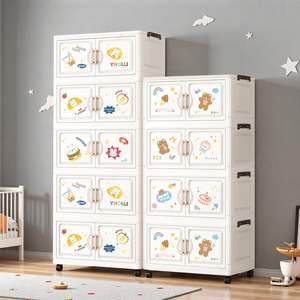 Armoire de rangement pliable de style cartoon, sans installation, grande capacité, avec roulettes, pour la maison, les jouets de chambre, les articles <span class=keywords><strong>divers</strong></span> - Product Image 1