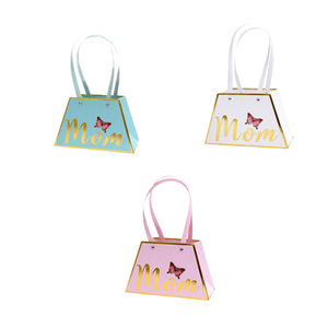 New Arrival Butterfly Design Gold Foil Printed Waterproof Eco-Friendly Custom Logo Luxury Handbag <b>Gift</b> <b>Box</b> Mother's Day Flowers - Product Image 1
