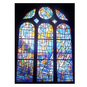 教会用ステンドグラスシート販売中 カラフルな説教壇用アクリル教会用着色ガラス ドア用 高品質 - Product Image 1
