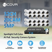 4COVR - Sistema de Cámara NVR de 32 Canales y 5 MP, Bajo Costo, Detección Humana por IA, Seguridad IP PoE, Reflector, Vigilancia CCTV a Todo Color