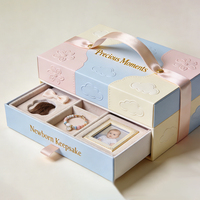 Boîte à souvenirs de luxe personnalisée pour bébé emballage en carton cadeau réutilisable conception bébés ensembles cadeaux boîte à souvenirs nouveau-né avec tiroir