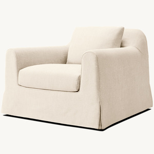 Fauteuil simple <span class=keywords><strong>de</strong></span> salon Rhoohill <span class=keywords><strong>de</strong></span> style américain <span class=keywords><strong>en</strong></span> lin, avec housse amovible, fauteuil pivotant <span class=keywords><strong>de</strong></span> détente pour chambre à coucher - Product Image 2