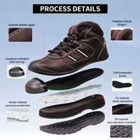 Chaussures de sécurité unisexes personnalisées, respirantes, antidérapantes, mi-montantes, avec embout en acier, semelle intermédiaire, doublure en maille, en cuir véritable