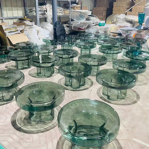 طاولة قهوة زجاجية عصرية عالية الجودة، طاولة دائرية منفوخة يدويًا بتصميم فني، طاولة جانبية وبسيطة للركن في غرفة المعيشة - Product Image 6