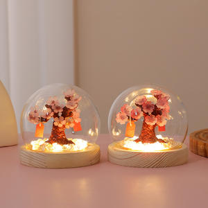 Lampe d'ambiance créative faite à la main DIY en forme de cerisier et de fleur de pêcher, <span class=keywords><strong>veilleuse</strong></span> pour chambre à coucher, décoration chaleureuse, cadeaux d'anniversaire, artisanat en cristal - Product Image 1