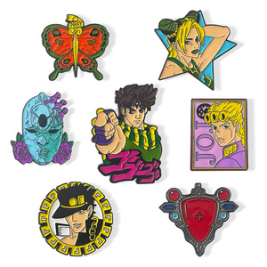 3-5CM venta al por mayor JoJo's Bizarre Adventure Jolyne <span class=keywords><strong>Cujoh</strong></span> Kujo Jotaro dibujos animados Kawaii Anime aleación insignia broche Pin - Product Image 1