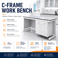 Banc de travail de laboratoire en forme de C, mobilier de laboratoire modulaire avec armoire mobile, poste de travail résistant aux produits chimiques pour projets de recherche