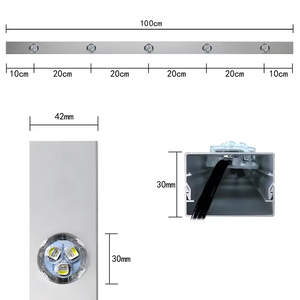 โรงงานขายส่ง ETOP - รางอลูมิเนียม (โปรไฟล์) แบบติดตั้งถาวรสำหรับไฟพิกเซลแบบ Puck ขนาด 3 ซม. ยาว 1 เมตร พร้อมรู 5/10 รู ขนาด 3 ซม. - Product Image 3