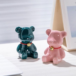 Décoration d'intérieur Artisanat en céramique Style nordique INS <span class=keywords><strong>Design</strong></span> Cloche Ours Home Office Meubles de maison Accessoires Ornement Coffret cadeau - Product Image 1