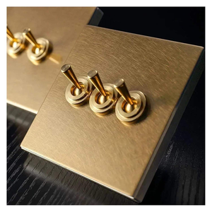Custom Brass Toggle <b>Light</b> Wall Switches UK EU US Standard Stainless Steel Panel Metal Switch Electric Sockets - Product Image 2