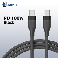 PD100W E-Mark USB Type C à Type C Câble tressé en nylon USB2.0 480Mbps 20V 5A Charge super rapide CE RoHs Reach Certification