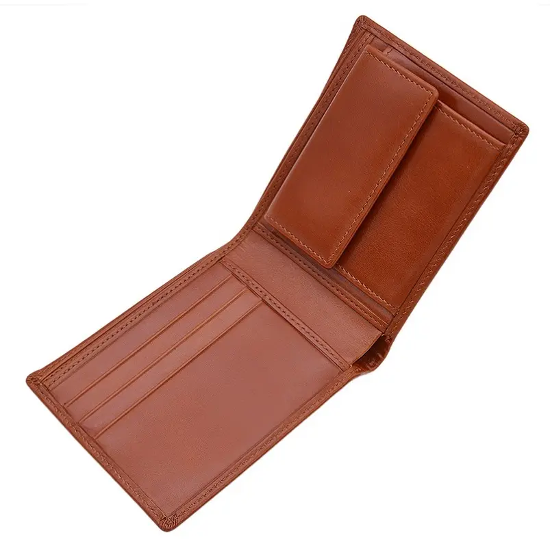 Wholesale Handmade Genuine Leather Men Wallet Minimalist rfid Card Holder Money Clip Short Wallet