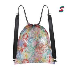 Waterproof Soft Iridescent PU <b>Drawstring</b> <b>Backpack</b> Holographic Silver Sport <b>Drawstring</b> Bag for Girls - Product Image 1