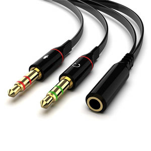 Convertidor de Audio de 3,5mm, adaptador de cable macho a hembra, 2 en 1, auriculares, micrófono, auricular de doble orificio, auriculares, cable auxiliar para ordenador - Product Image 1