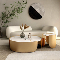 Table basse en marbre doré, style minimaliste nordique, célèbre sur internet, avec structure métallique, mobilier de maison moderne de luxe léger