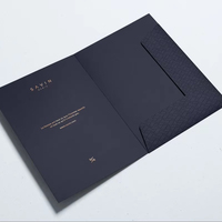 Carpeta de Archivo A4 Premium para Negocios, Negra, de Cartón, para Presentación de Documentos, con Diseño de Grabado en Relieve y Lámina Caliente